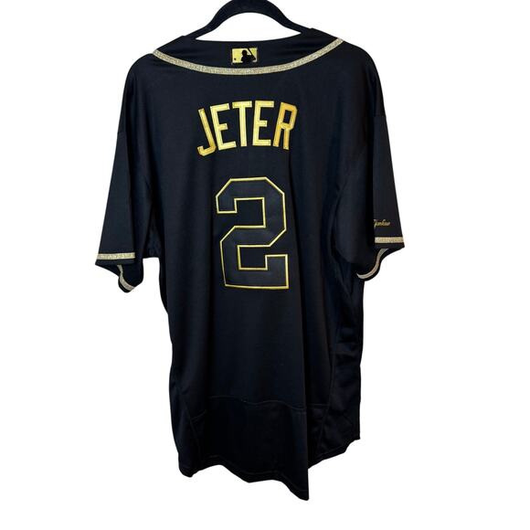 Derek Jeter New York Yankees Nike Authentic Collection Black Gold Jersey Size 48 - Picture 11 of 11
